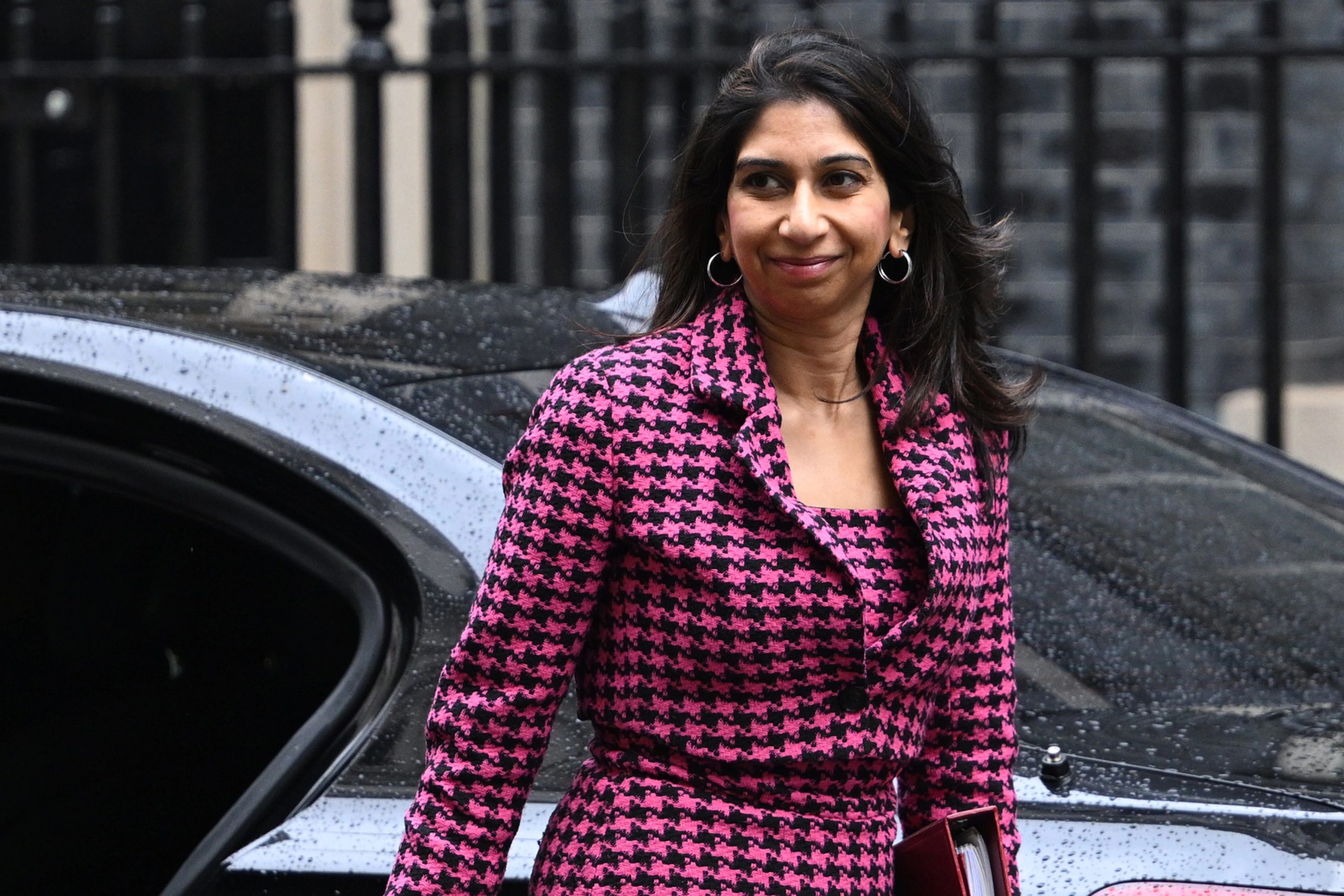 Home Secretary Suella Braverman arrives for a cabinet meeting at 10 Downing Street on June 20, 2023 in London, England