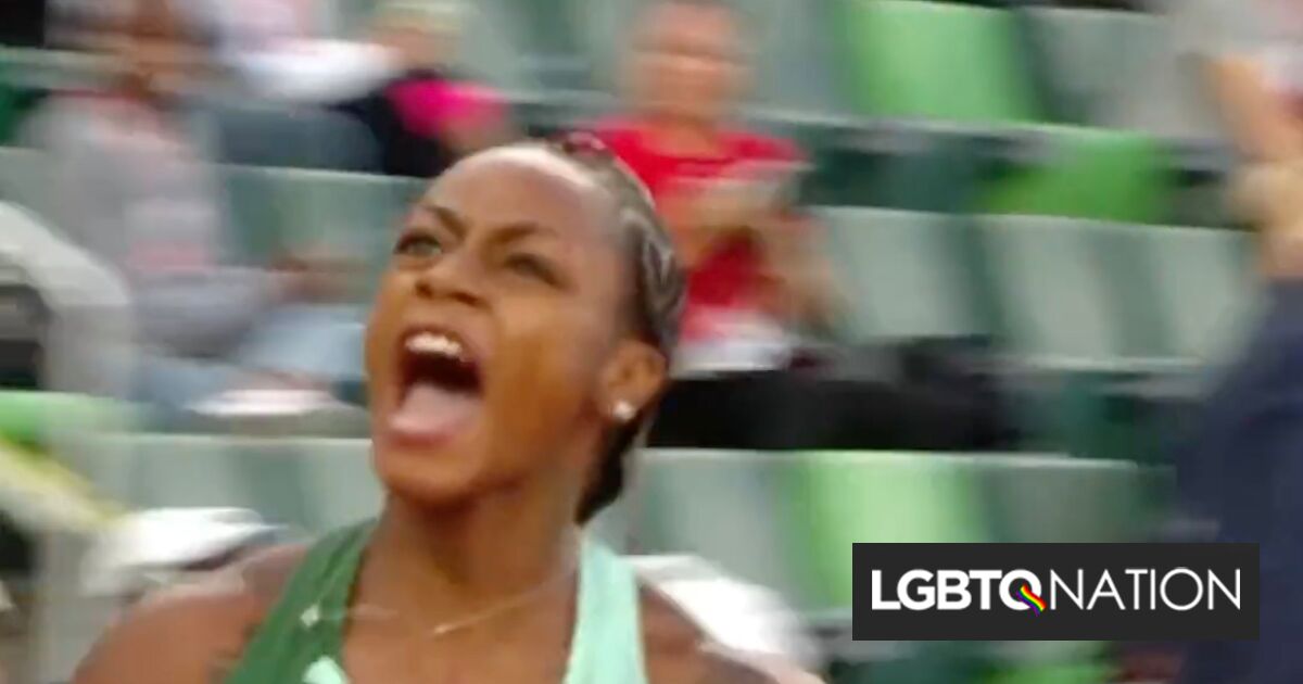 La multitud se vuelve loca cuando Sha'Carri Richardson se quita la peluca naranja y corre hacia la victoria