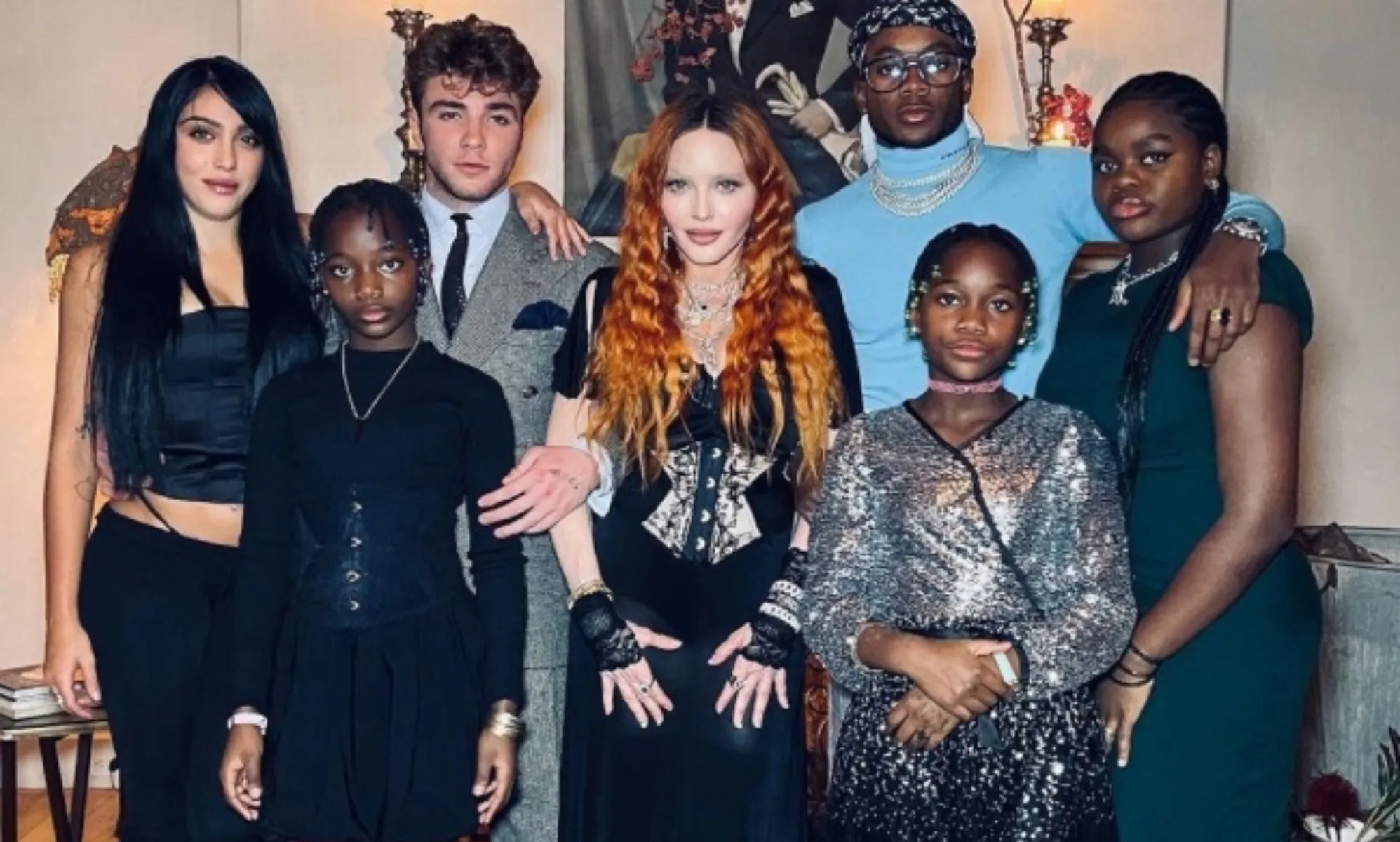 Madonna with her children.