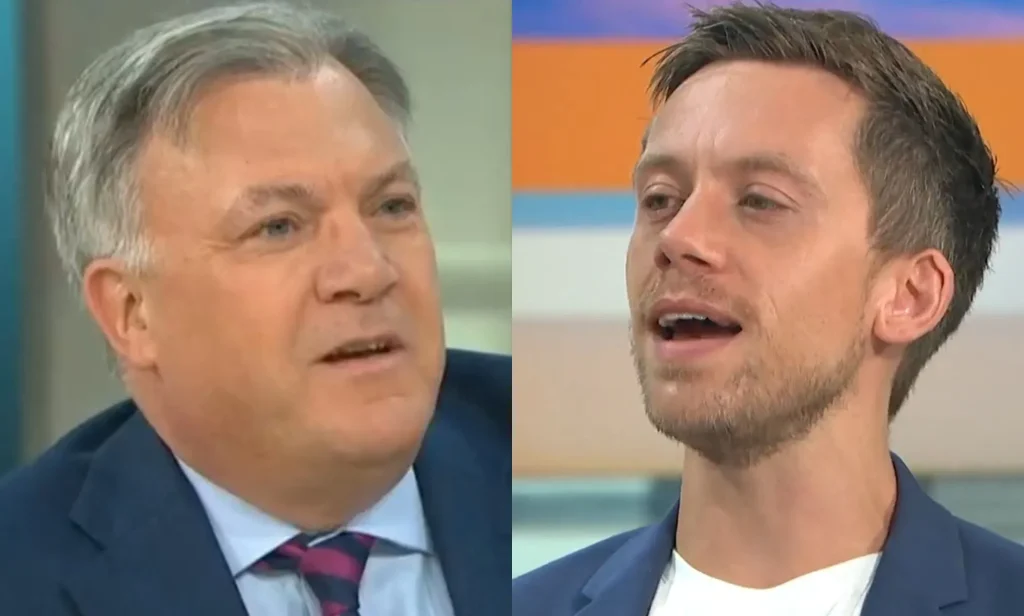 An edited image of Ed Balls and Owen Jones on the set of Good Morning Britain.