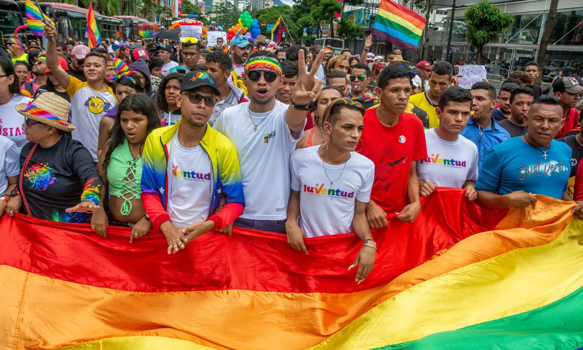 People at a Pride parade in Caracas, Venezuela 2023