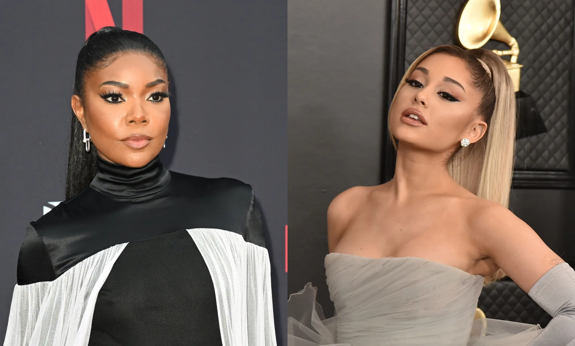 Gabrielle Union (L) and Ariana Grande (R) join almost 200 creatives signing an open letter against book bans