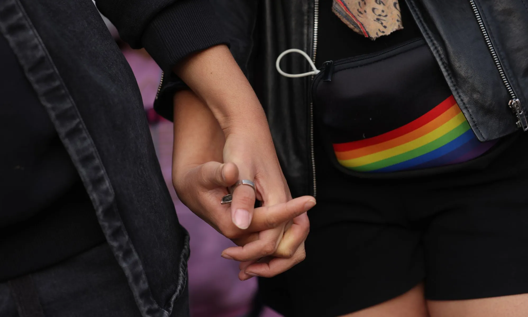 An unnamed same-sex couple holding hands.