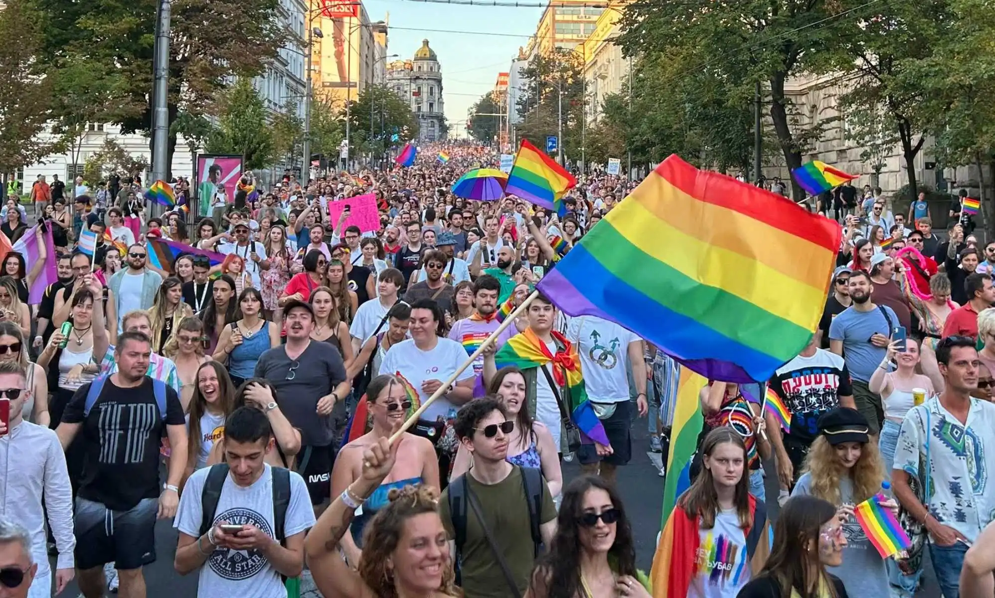Hundreds of LBGTQ+ activists gathered in the Serbian capital to celebrate Pride on Saturday, 9 September.