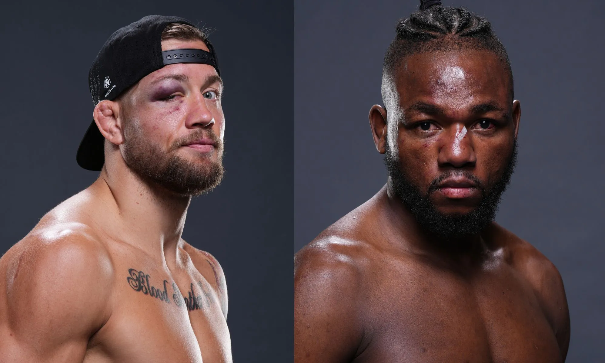 Side by side images of UFC fighters Charles Radtke and Manel Kape. Both fighters have apologised after using homophobic slurs during an UFC event in Australia