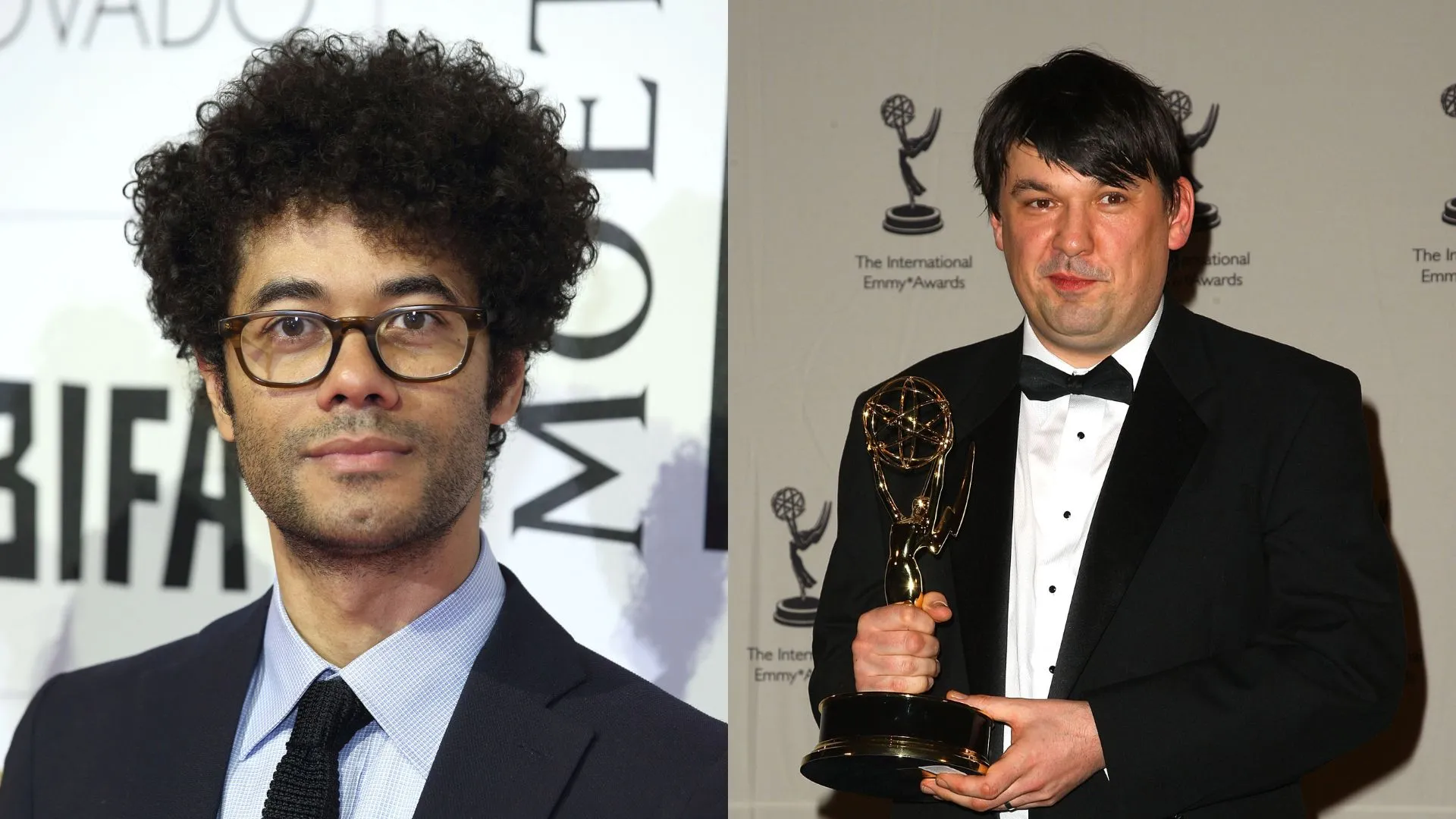 Composite image of comedian Richard Ayoade and writer and anti-trans campaigner Graham Linehan
