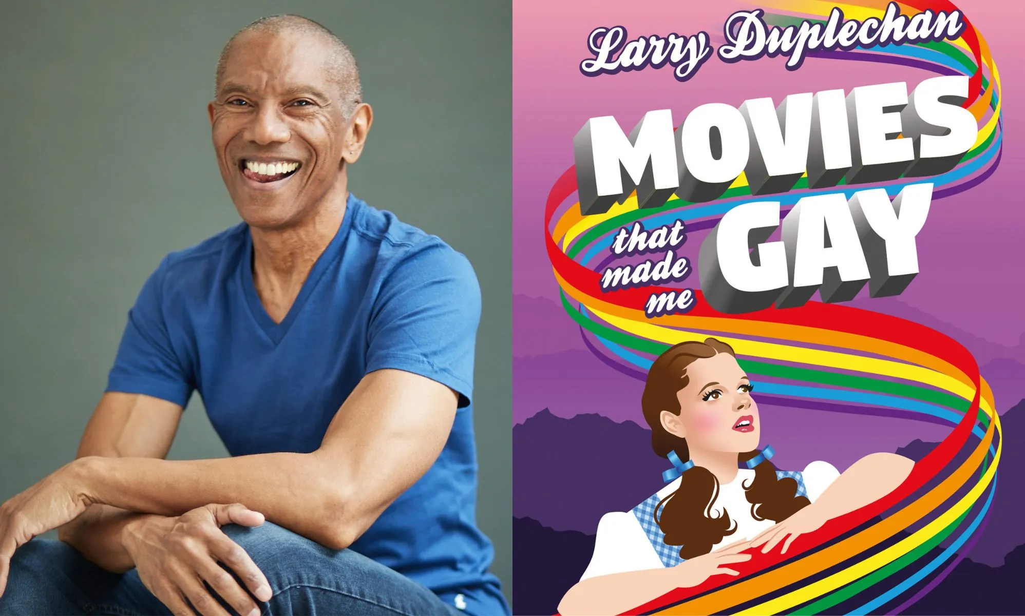 On the left, a photo of Larry Duplechan. On the right, his memoir cover.