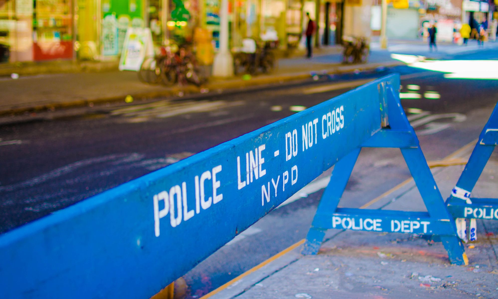 A do not cross barrier in a New York street.