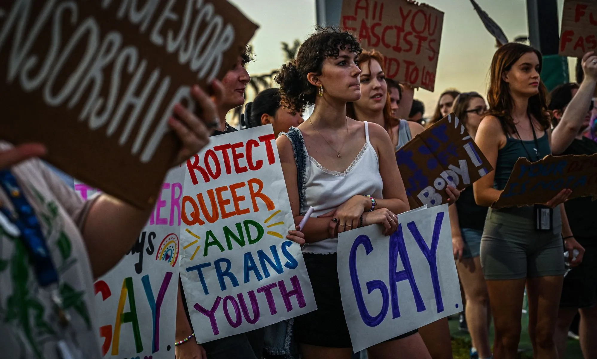 A group of Floridian young adults protest the wave of anti-LGBTQ+ attacks in the state.