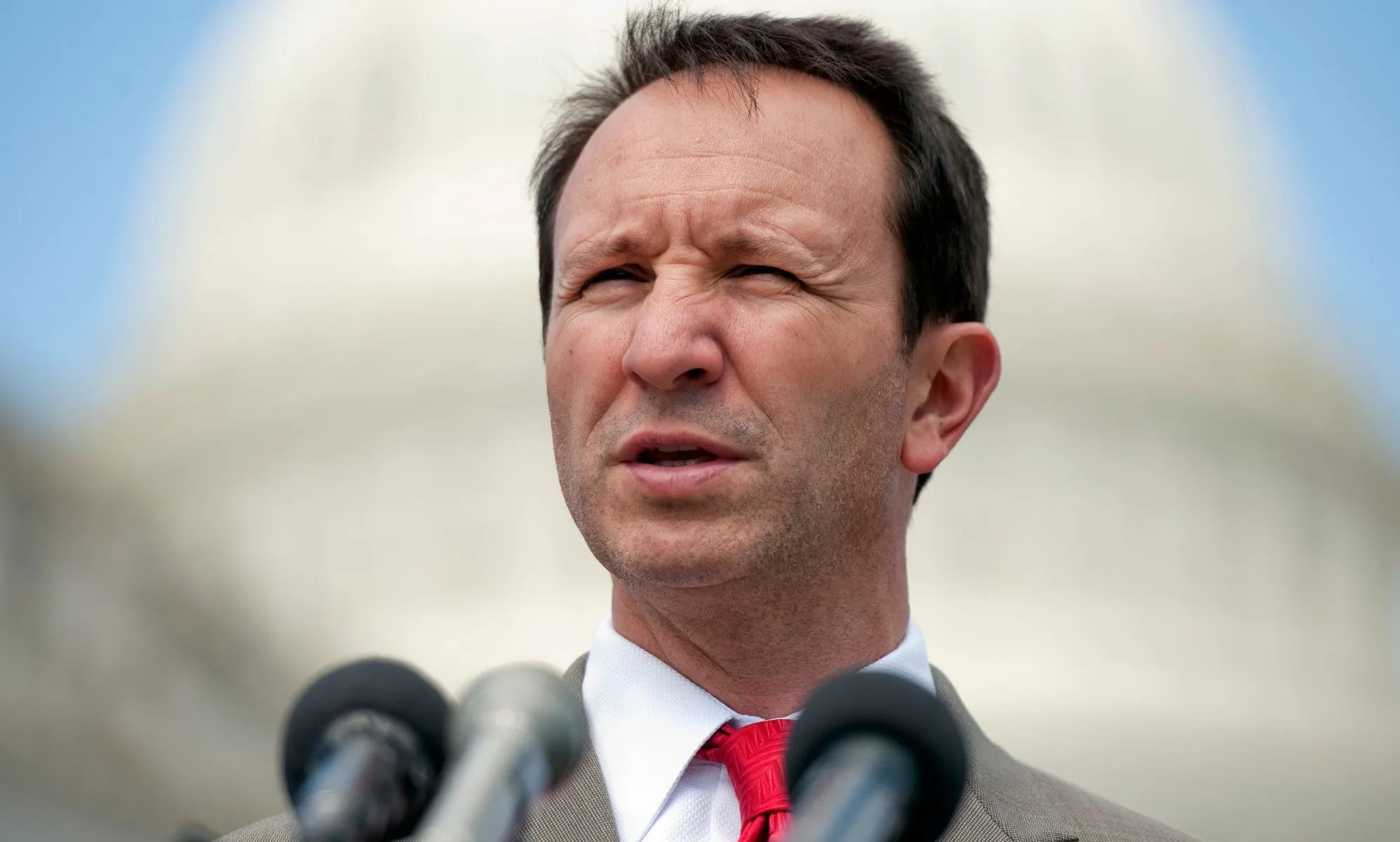 Jeff Landry during a speech outside of Congress.