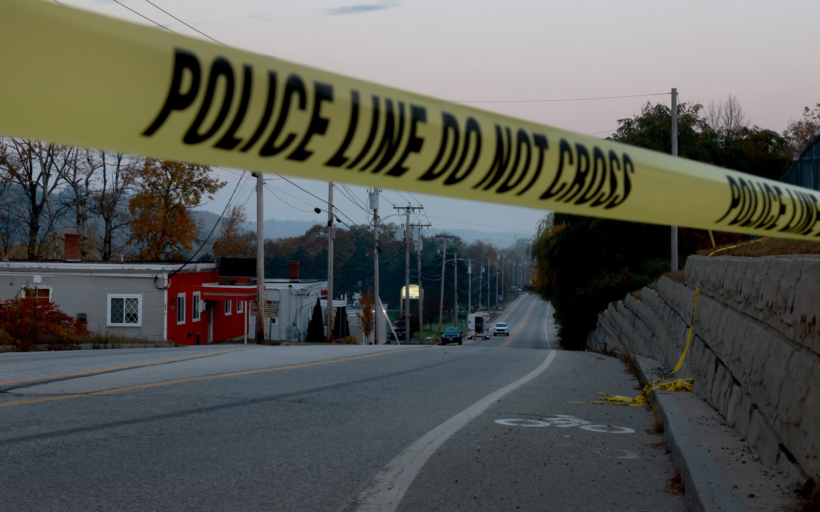 Police tape in Lewiston, Maine