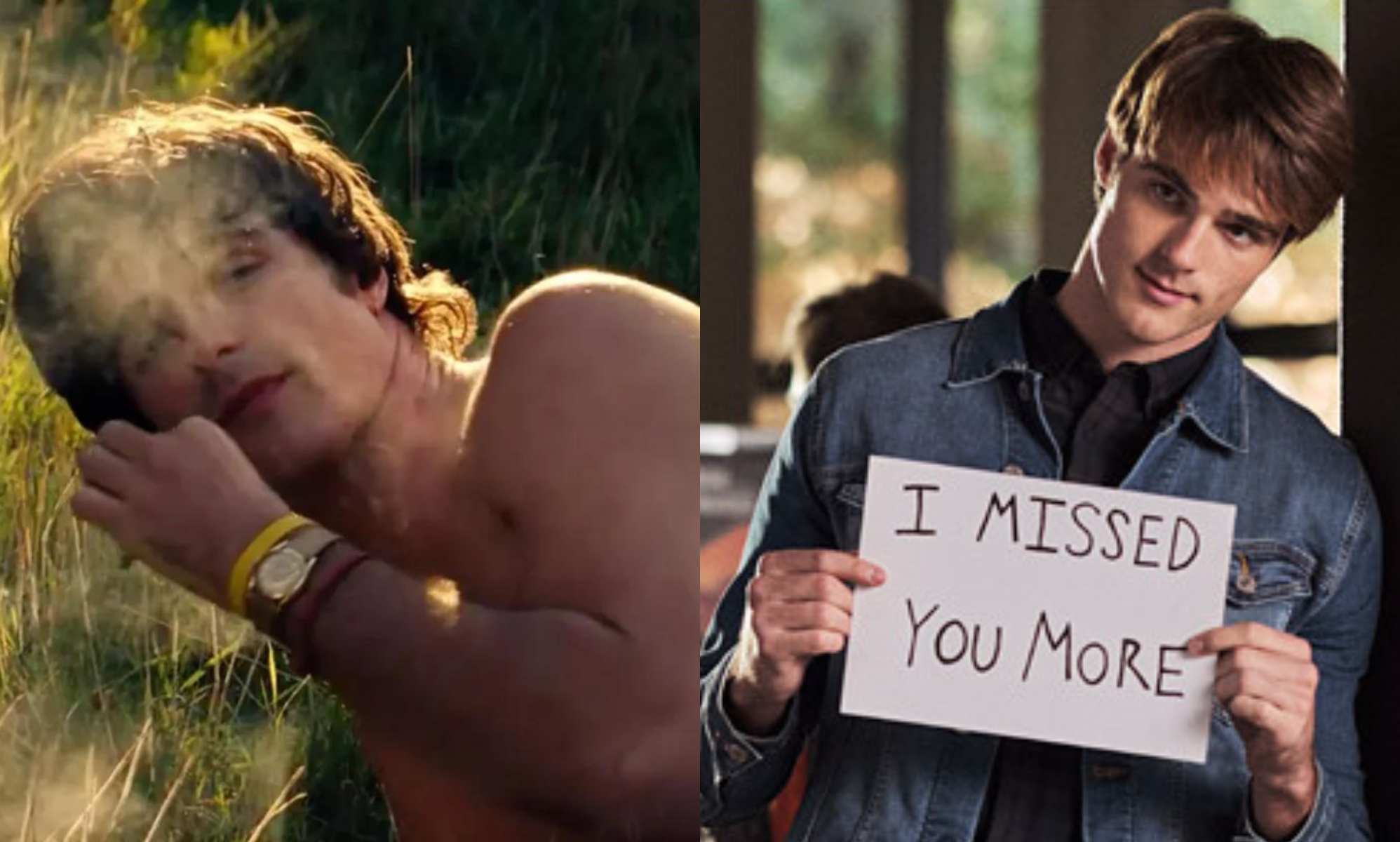 Jacob Elordi in Saltburn and The Kissing Booth (MGM/Netflix)