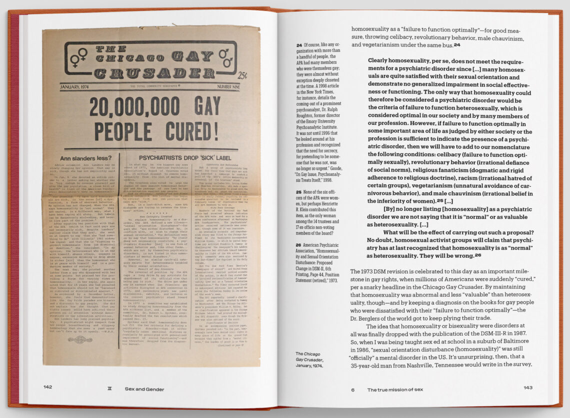 Una página de "¿Quiénes somos ahora?" de Blaise Aguera y Arcas, que examina la inteligencia artificial, el género y la sexualidad.