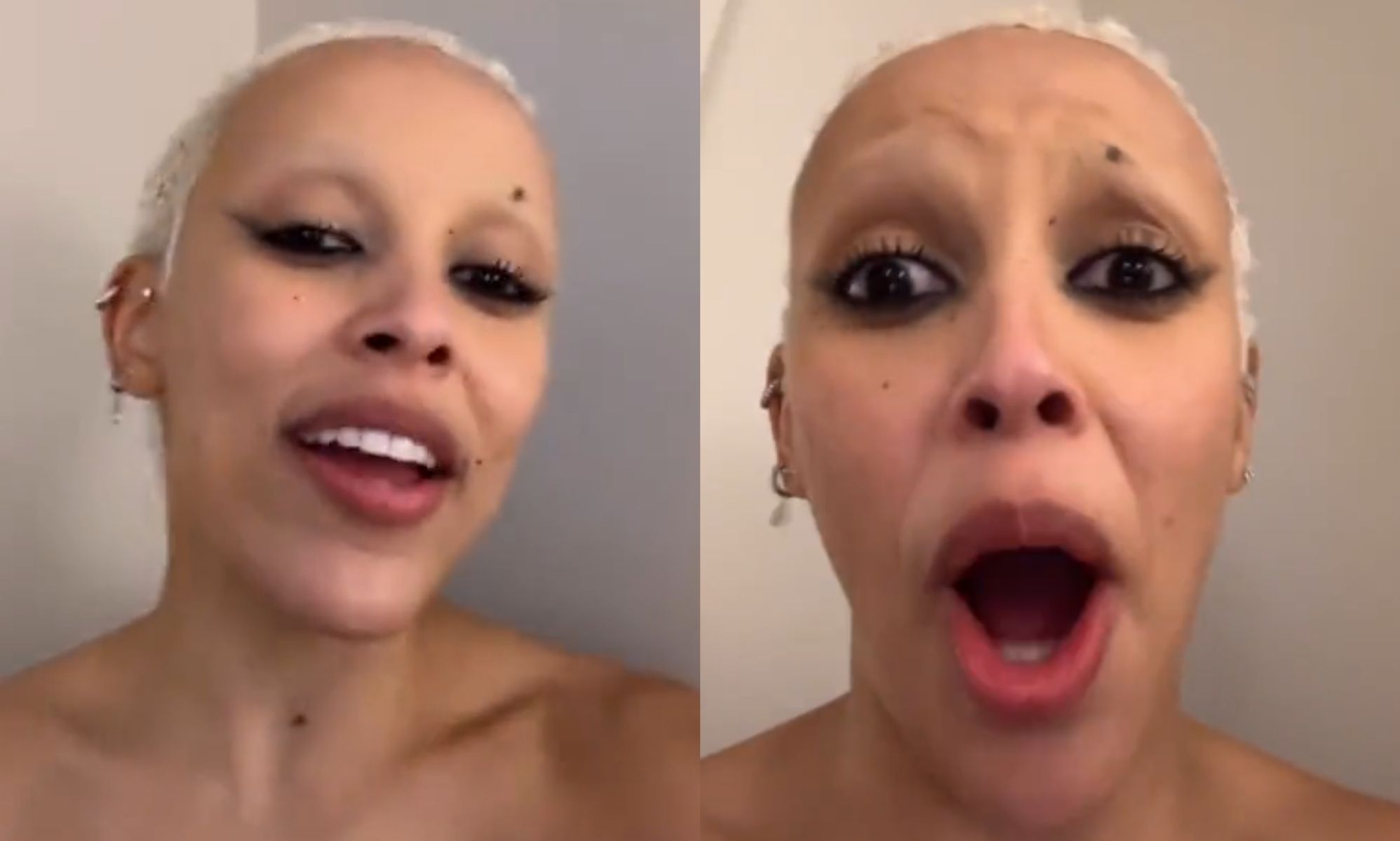 A split image of Doja Cat
