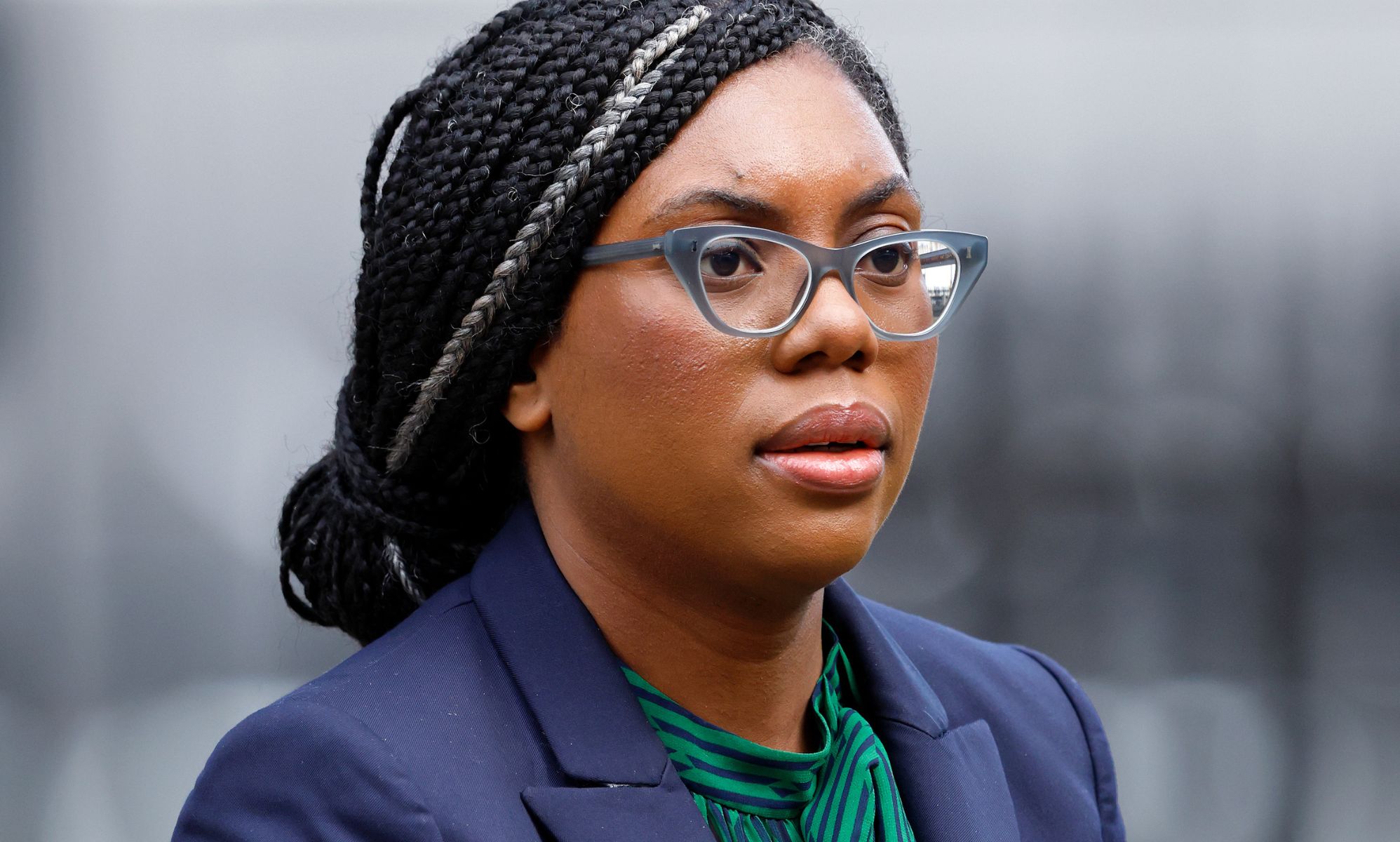 Kemi Badenoch walking near Number 10 Downing Street.