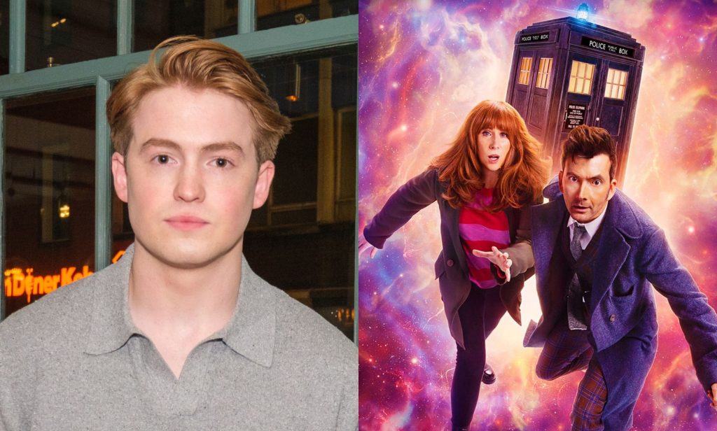 Kit Connor in a grey polo shirt (left) and a promotional image for the 60th anniversary specials of Doctor Who (right).
