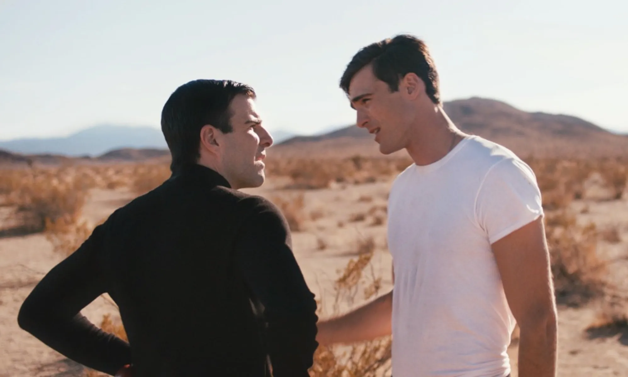Zachary Quinto (L) stars opposite Jacob Elordi (R) in thriller He Went That Way.