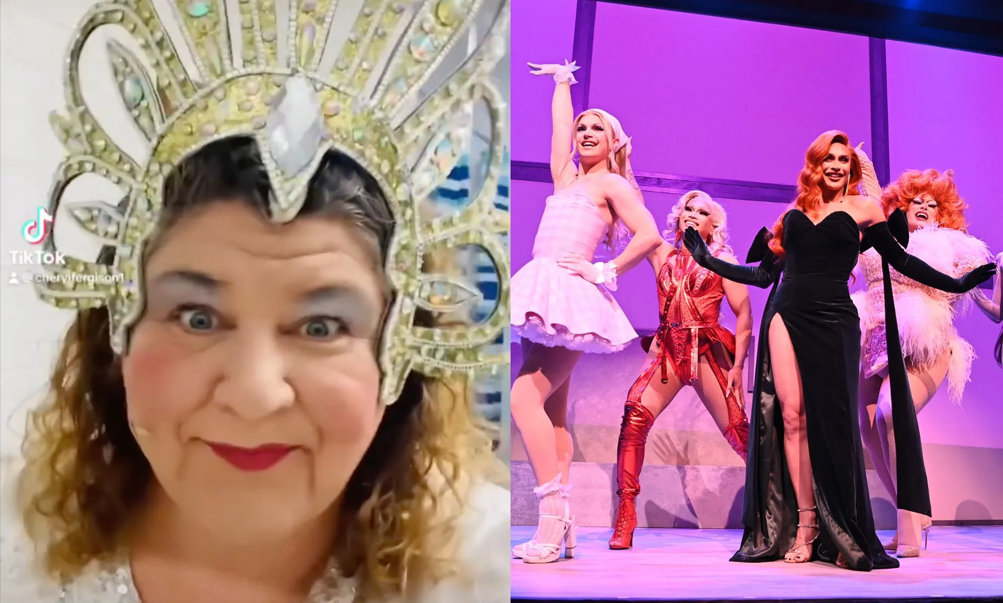 Composite image of Cheryl Fergison (Heather Trott from EastEnders) and the cast of RuPaul