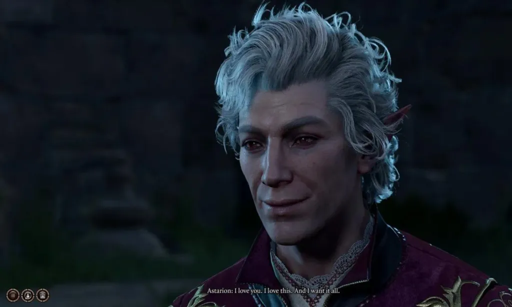 Una captura de pantalla del videojuego Baldur's Gate 3 del personaje Astarion, uno de los favoritos entre los jugadores LGBTQ+.