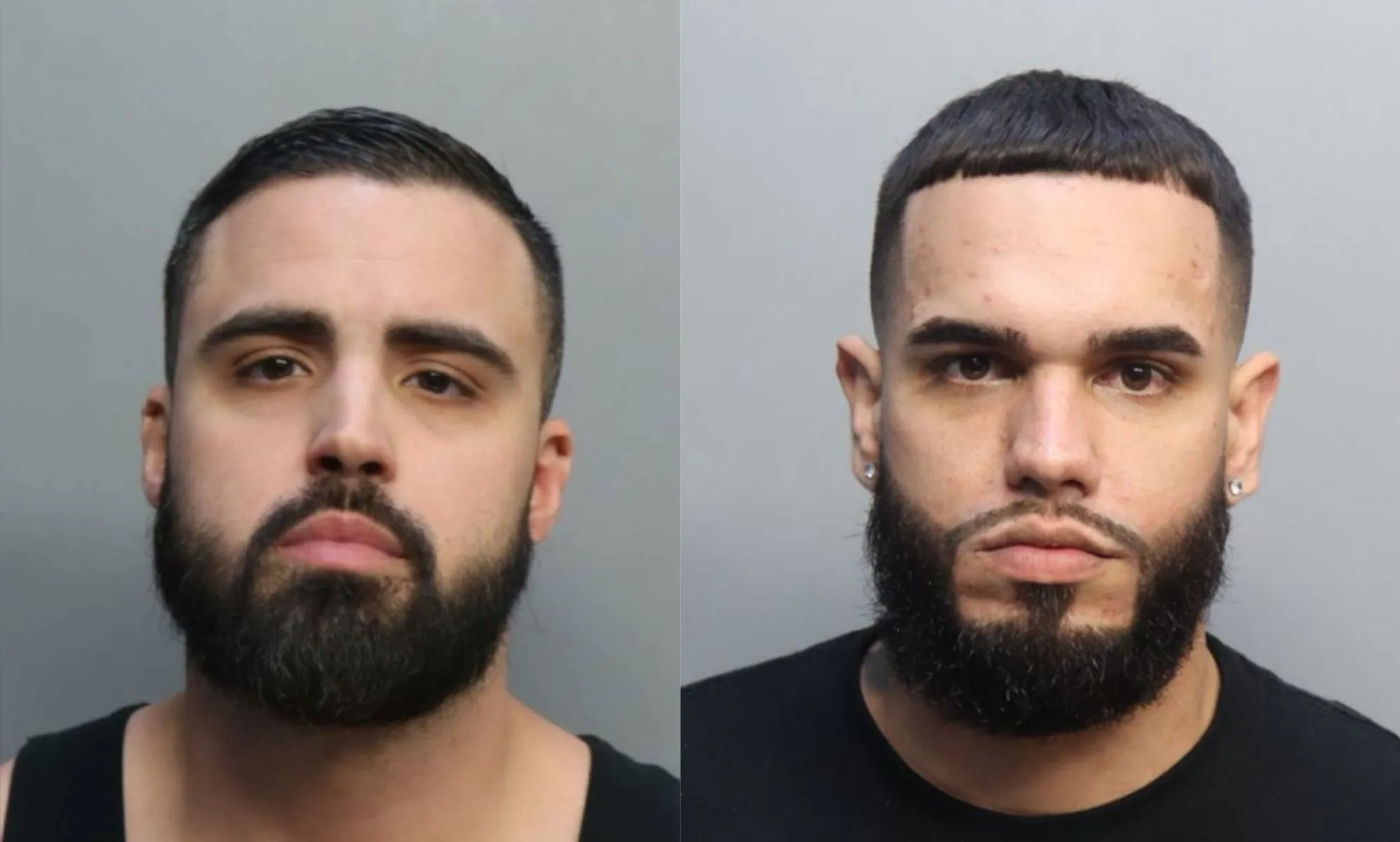 Side by side images of two men who have been charged in relation to a beating of LGBTQ+ women, including a lesbian and a trans woman, in Miami, Florida that was caught on camera