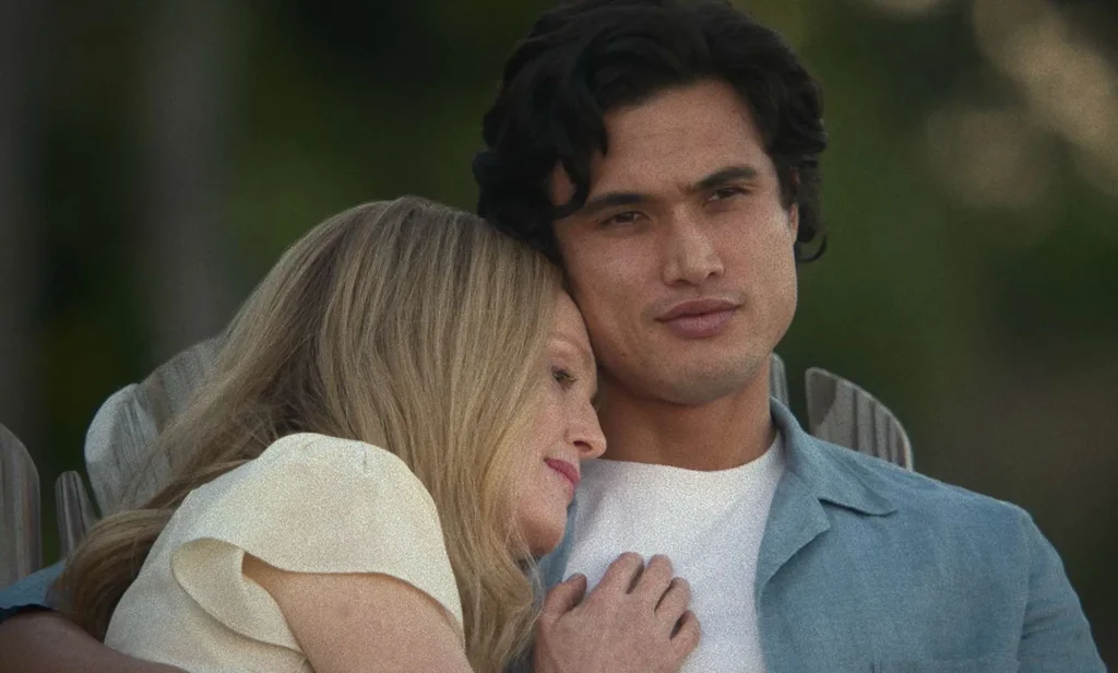 Julianne Moore and Charles Melton in May December.