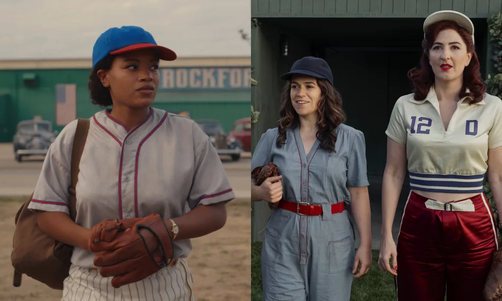 Chanté Adams como Max Chapman (L) y Abbi Jacobson y D'Arcy Carden como Carson y Greta (R) como A League of Their Own la segunda temporada recibe una renovación controvertida.
