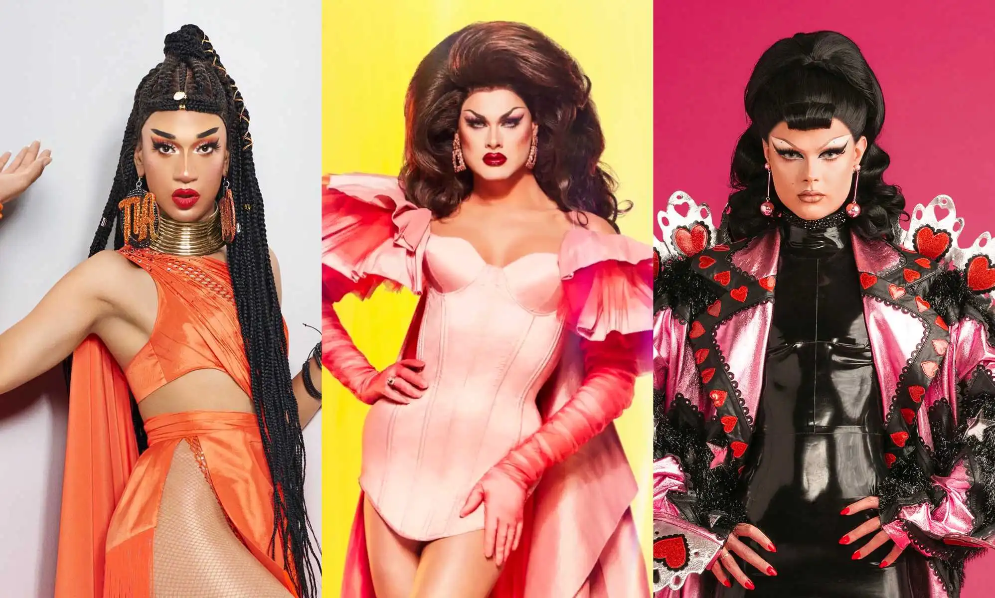 Left-right: Tia Kofi, Scarlett Envy and Gothy Kendoll are all on the cast of Drag race UK vs the World series two