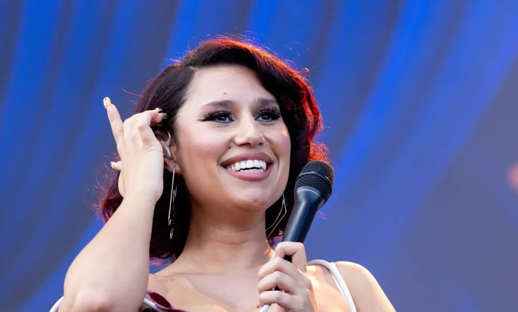 Raye plays the Pyramid Stage at Glastonbury in 2023.