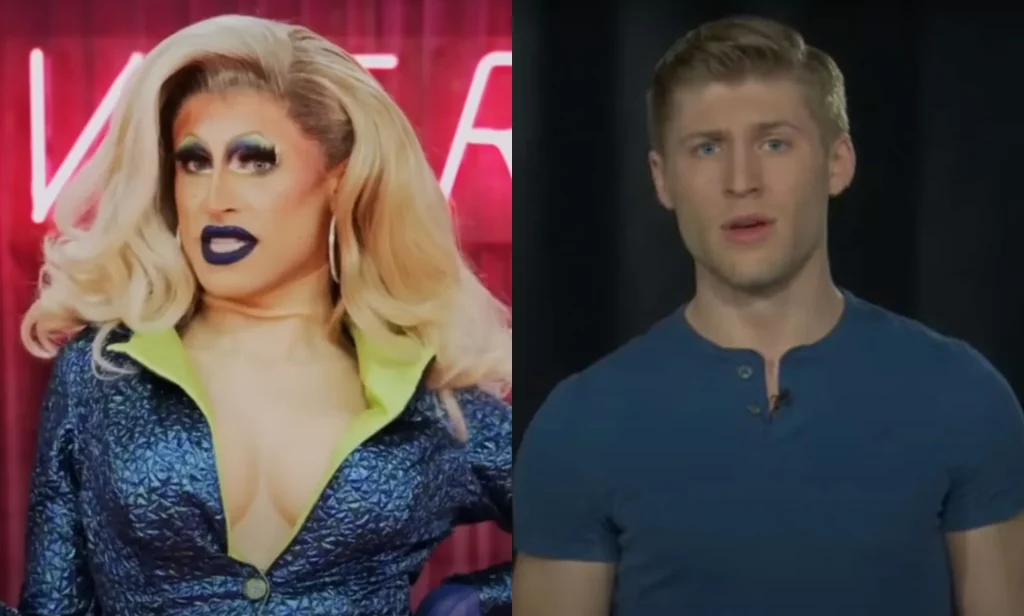 Amanda Tori Meeting in episode one of Drag Race, and out of drag in old university video.