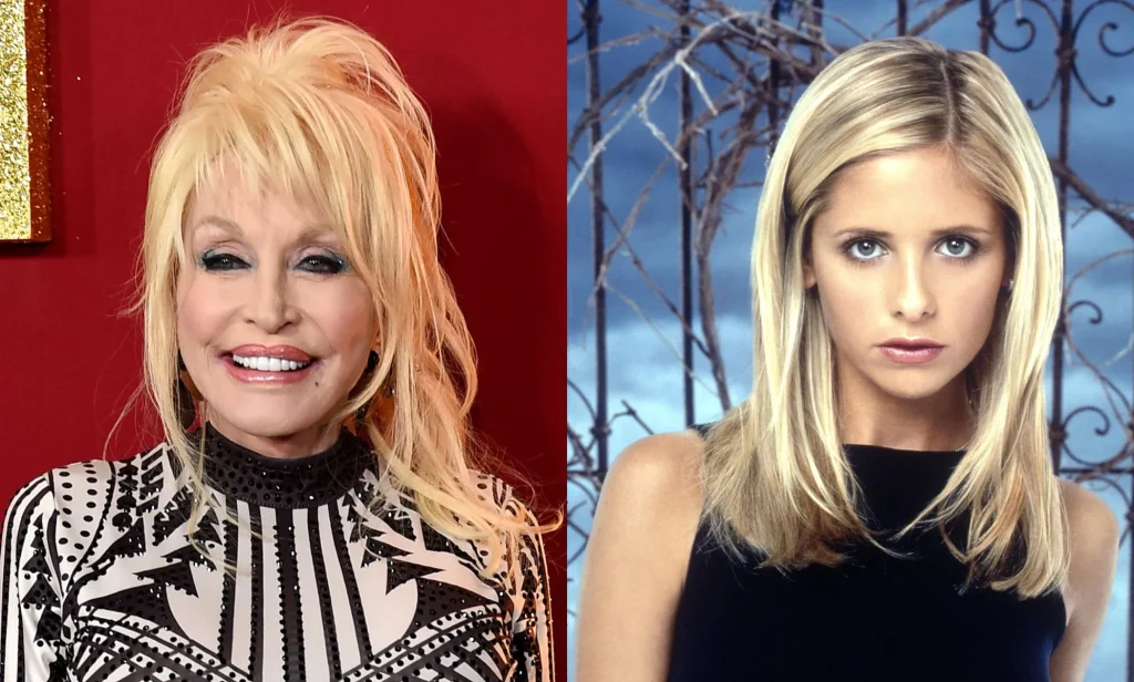 Dolly Parton and Sarah Michelle Gellar in Buffy The Vampire Slayer.