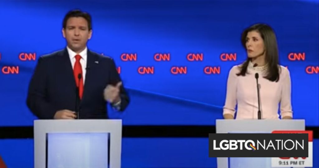 Ron DeSantis critica el historial LGBTQ+ de Nikki Haley en el quinto debate republicano