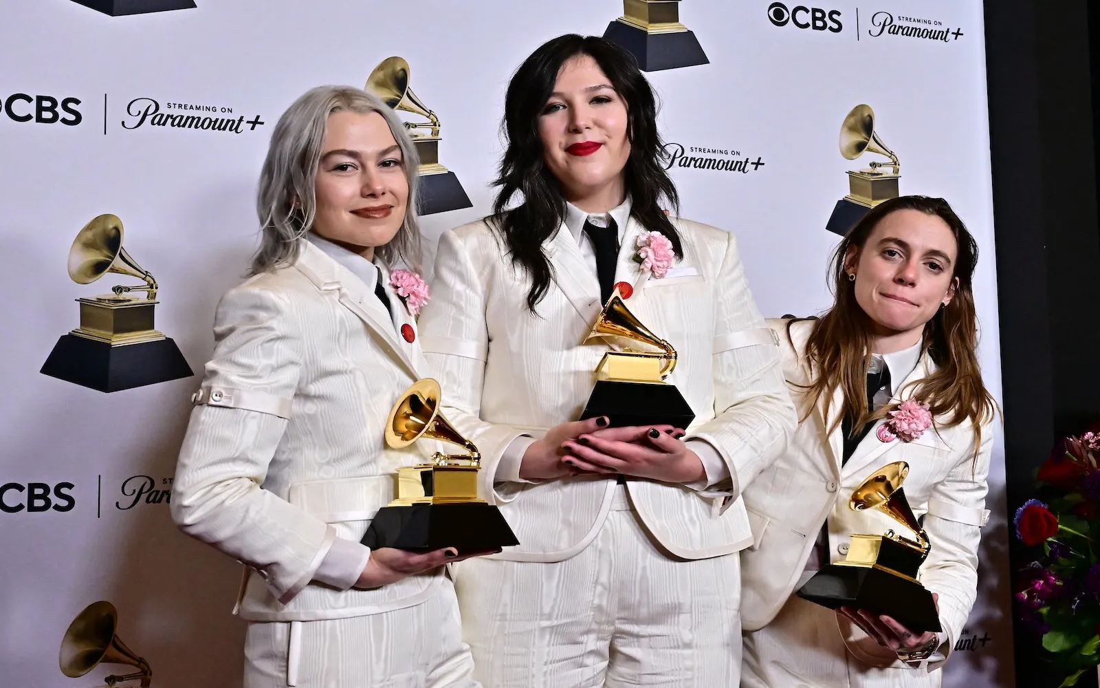 Boygenius stars Phoebe Bridgers, Lucy Dacus and Julien Baker at the 2024 Grammy awards