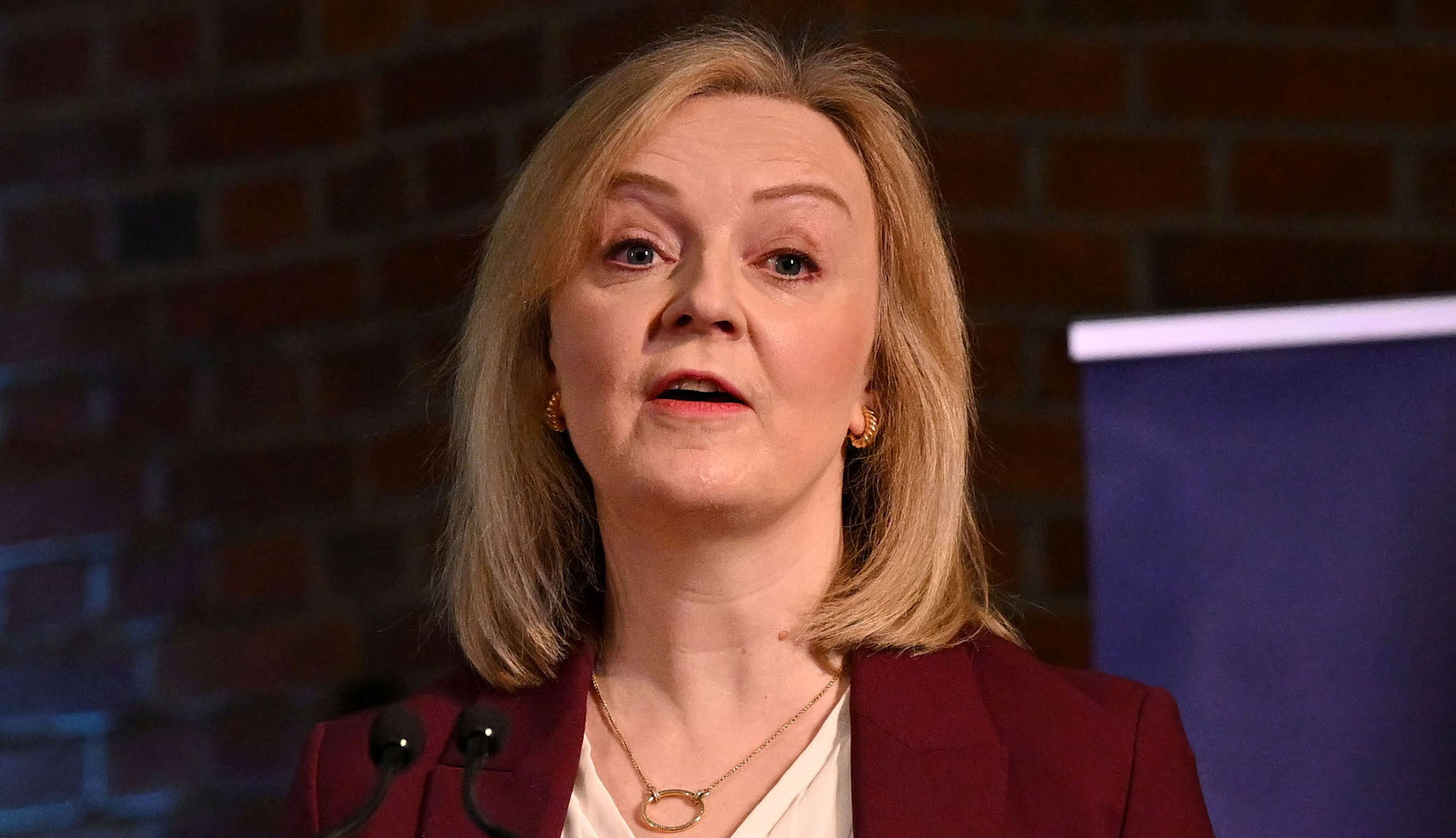 LONDON, ENGLAND - FEBRUARY 6: Former British Prime Minister Liz Truss speaks at the launch of the