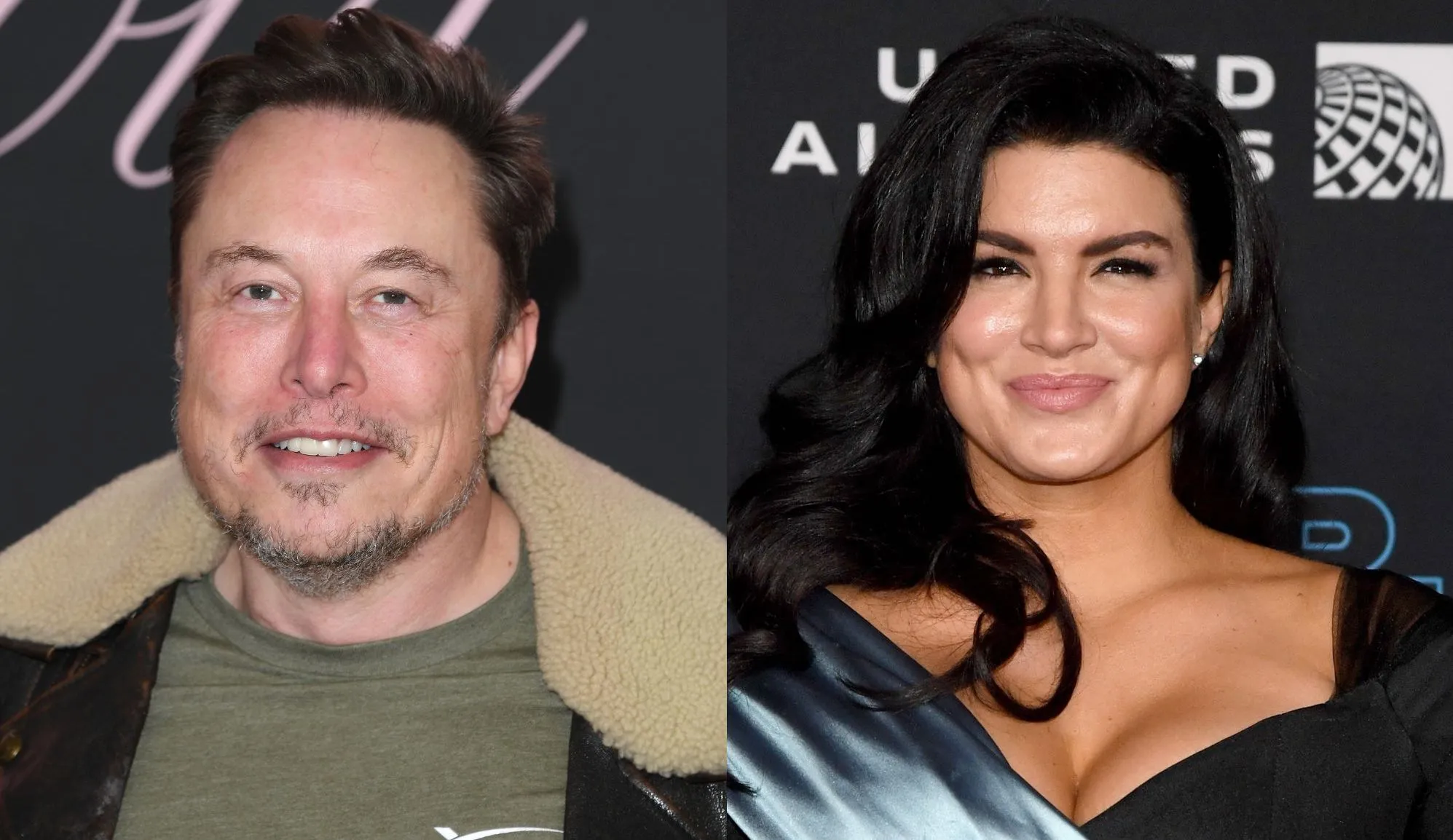 Elon Musk (left) and former The Mandalorian star Gina Carano