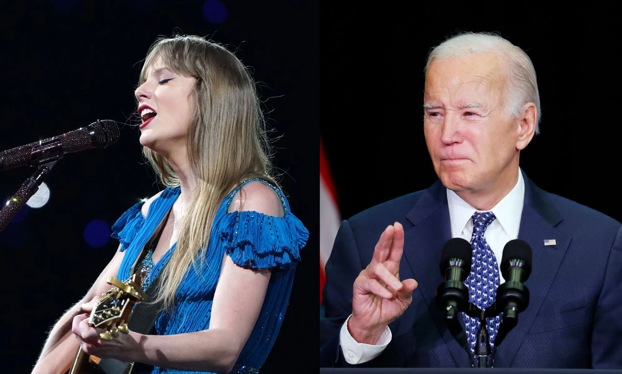 Taylor Swift (left) and Joe Biden (right)