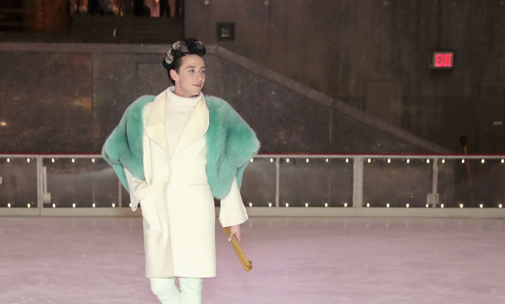 Johnny Weir, professional ice skater, at an ice rink
