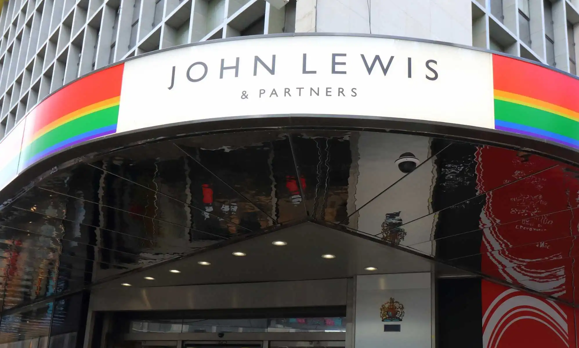 A John Lewis store decorated with rainbow colours in celebration of LGBTQ+ Pride.