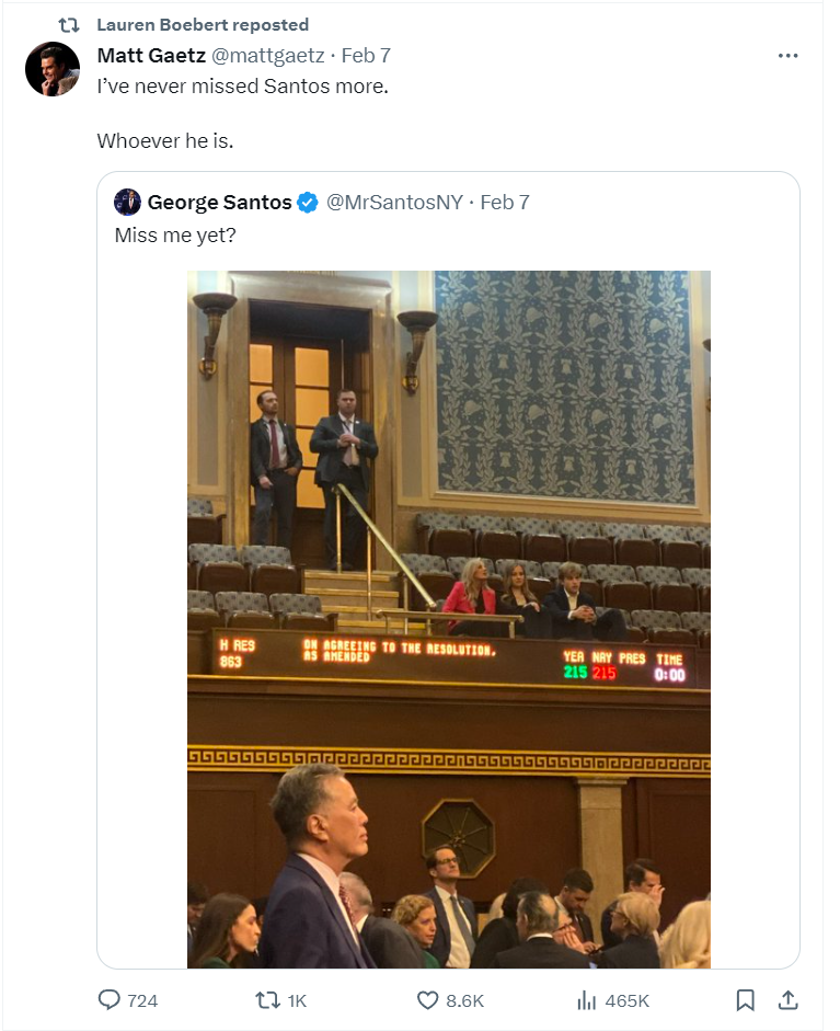 El tweet de Matt Gaetz