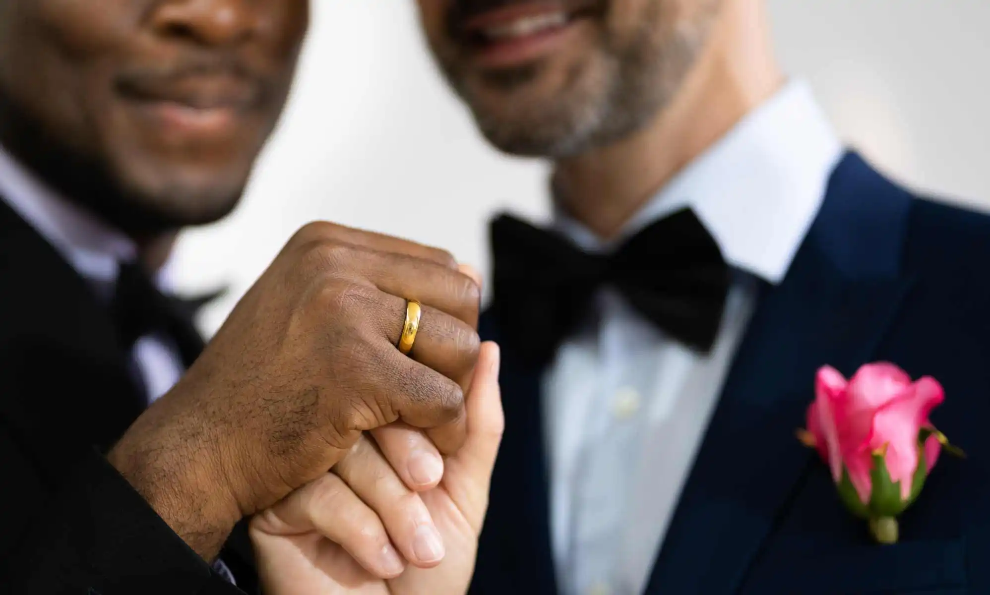 Equal marriage picture showing two grooms getting married