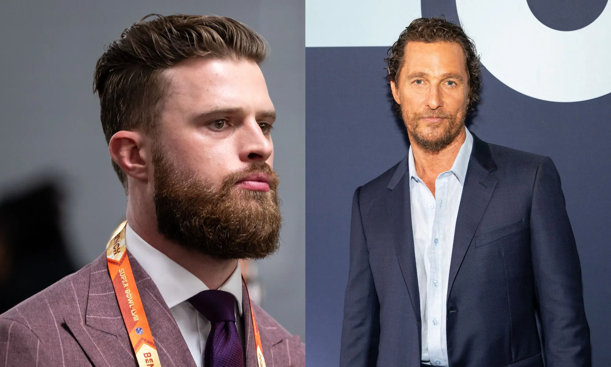 Harrison Butker (left) and Matthew McConaughey (right)