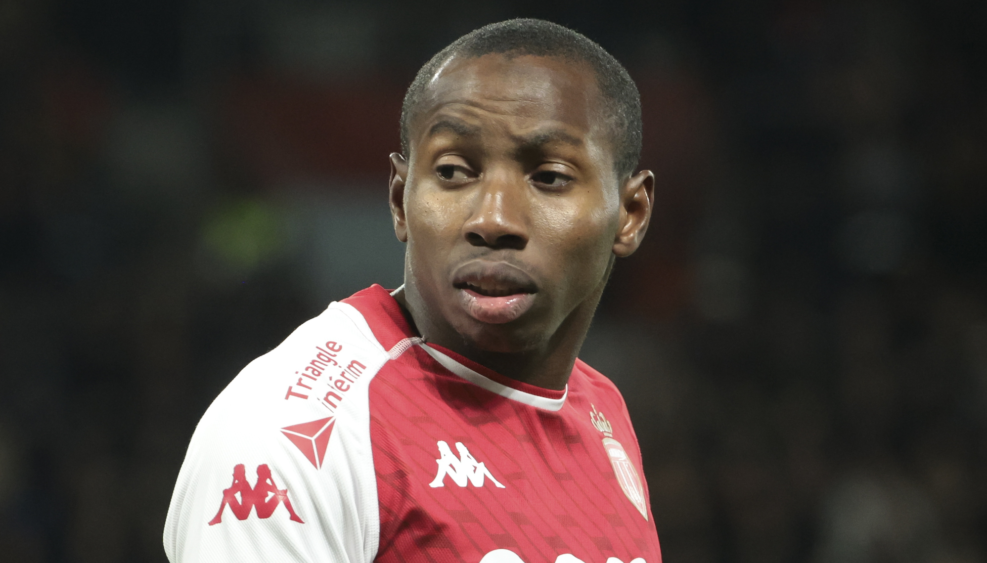 PARIS, FRANCE - NOVEMBER 24: Mohamed Camara of Monaco looks on during the Ligue 1 Uber Eats match between Paris Saint-Germain (PSG) and AS Monaco (ASM) at Parc des Princes stadium on November 24, 2023 in Paris, France. (Photo by Jean Catuffe/Getty Images)