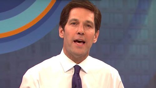 Paul Rudd interpretando a Pete Buttigieg en Saturday Night Live