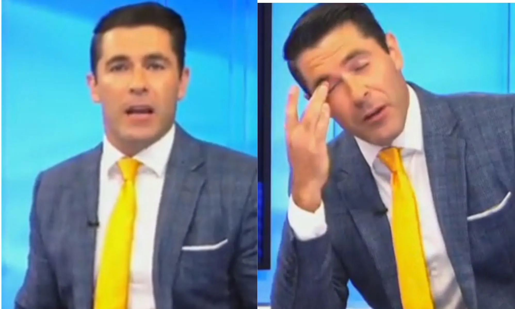 A split image of Newsmax host Rob Schmitt.