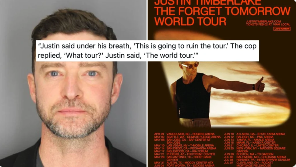 Divertidos memes de 'esto va a arruinar la gira' inundan Internet tras el arresto de Justin Timberlake