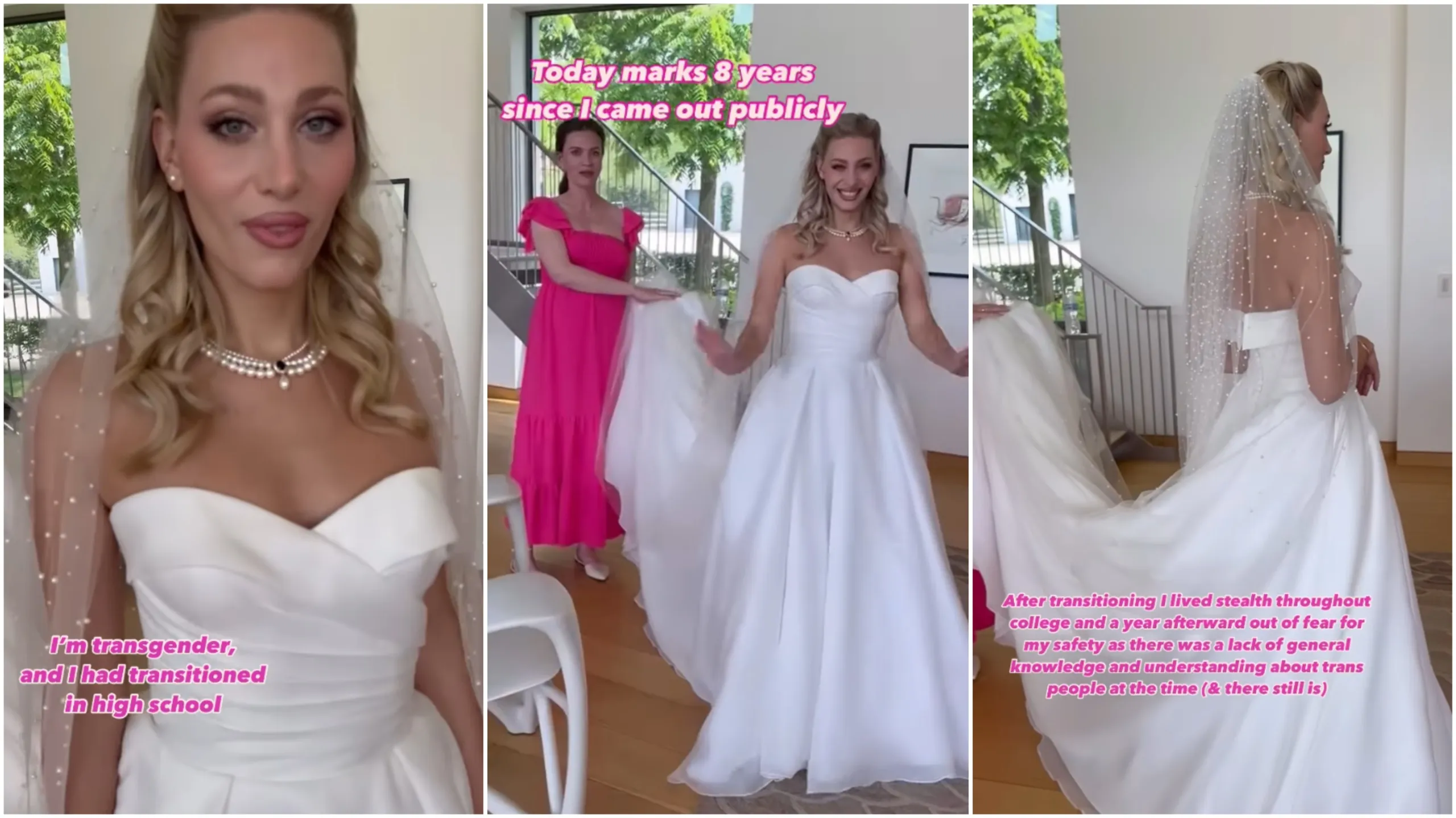 La primera reina trans del baile se casa con su pareja en una boda de cuento de hadas en el octavo aniversario de su salida del armario