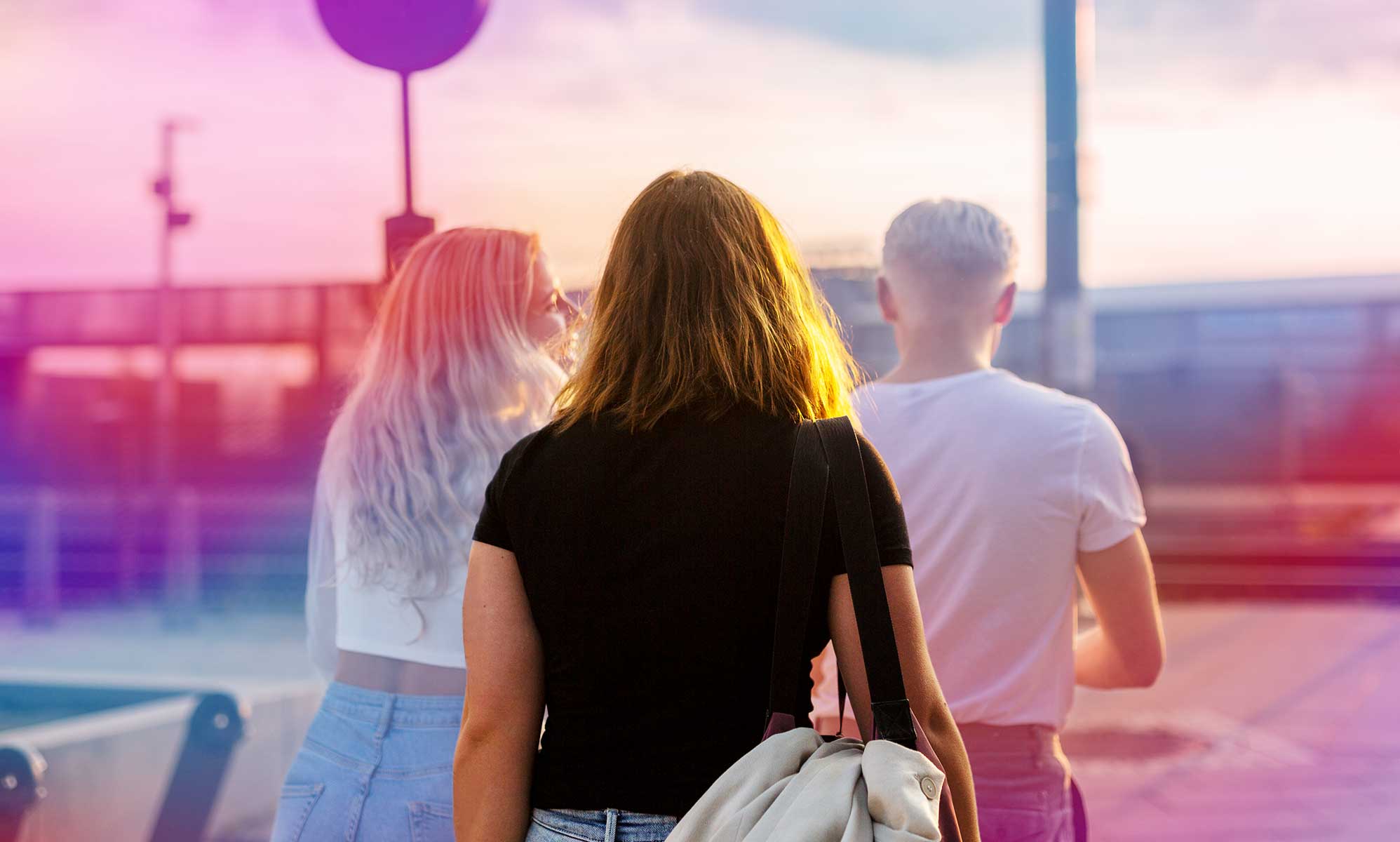 Teenagers and trans flag coloiurs