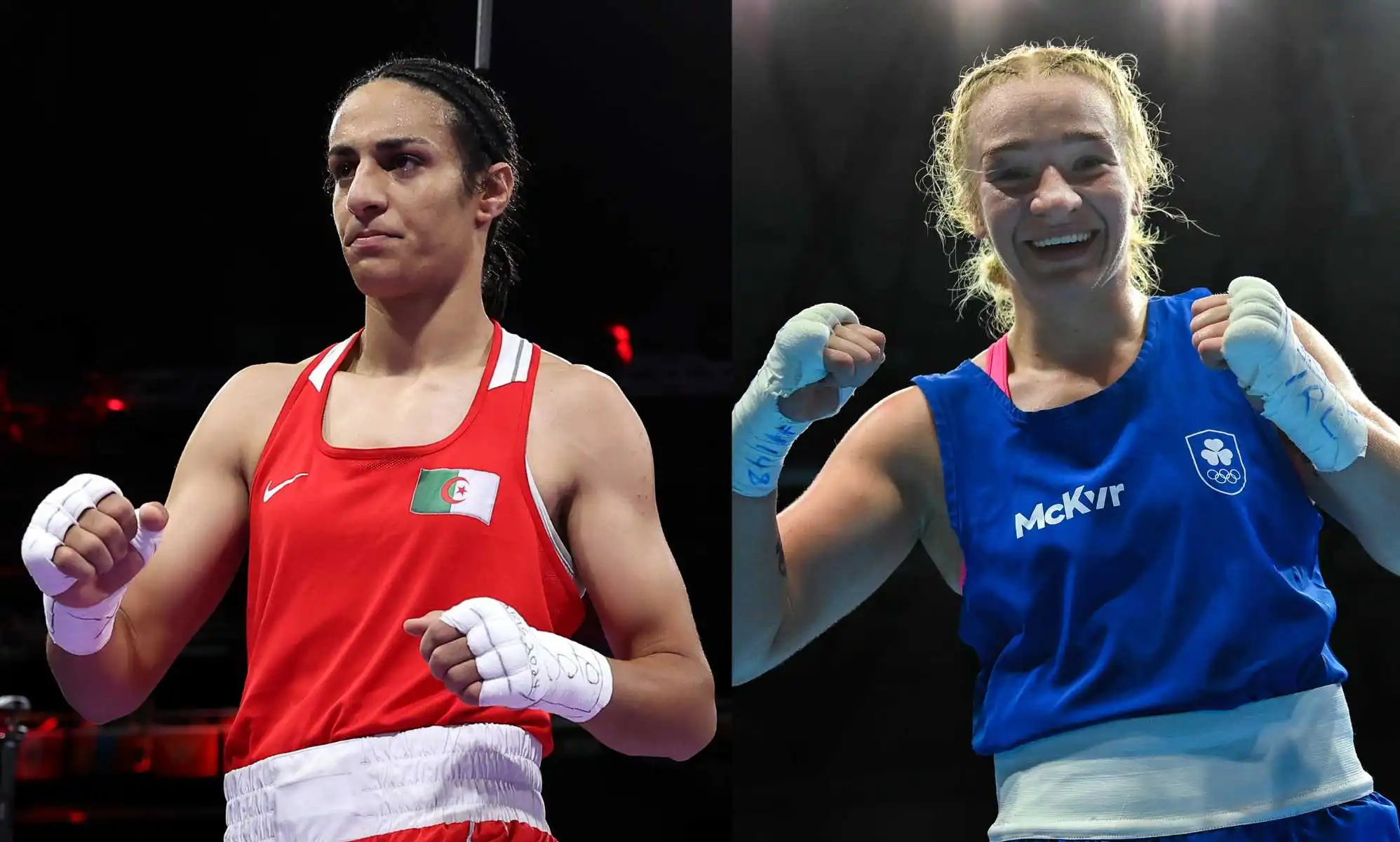 Amy Broadhurst of Ireland (R) has spoke out about defeating Imane Khelif in 2022 amid Olympic controversy.