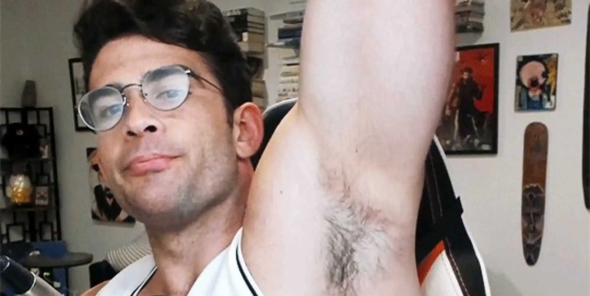 Twitch streamer Hasan Piker showing his armpit