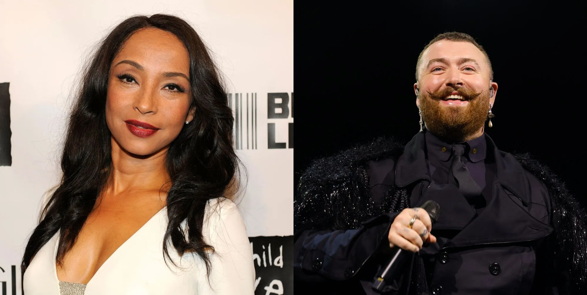Two separate photos of singers Sade (left) and Sam Smith (right)