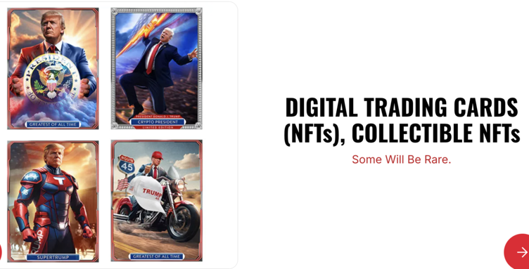 Mercancía de la campaña de Trump, tarjetas coleccionables digitales, NFT
